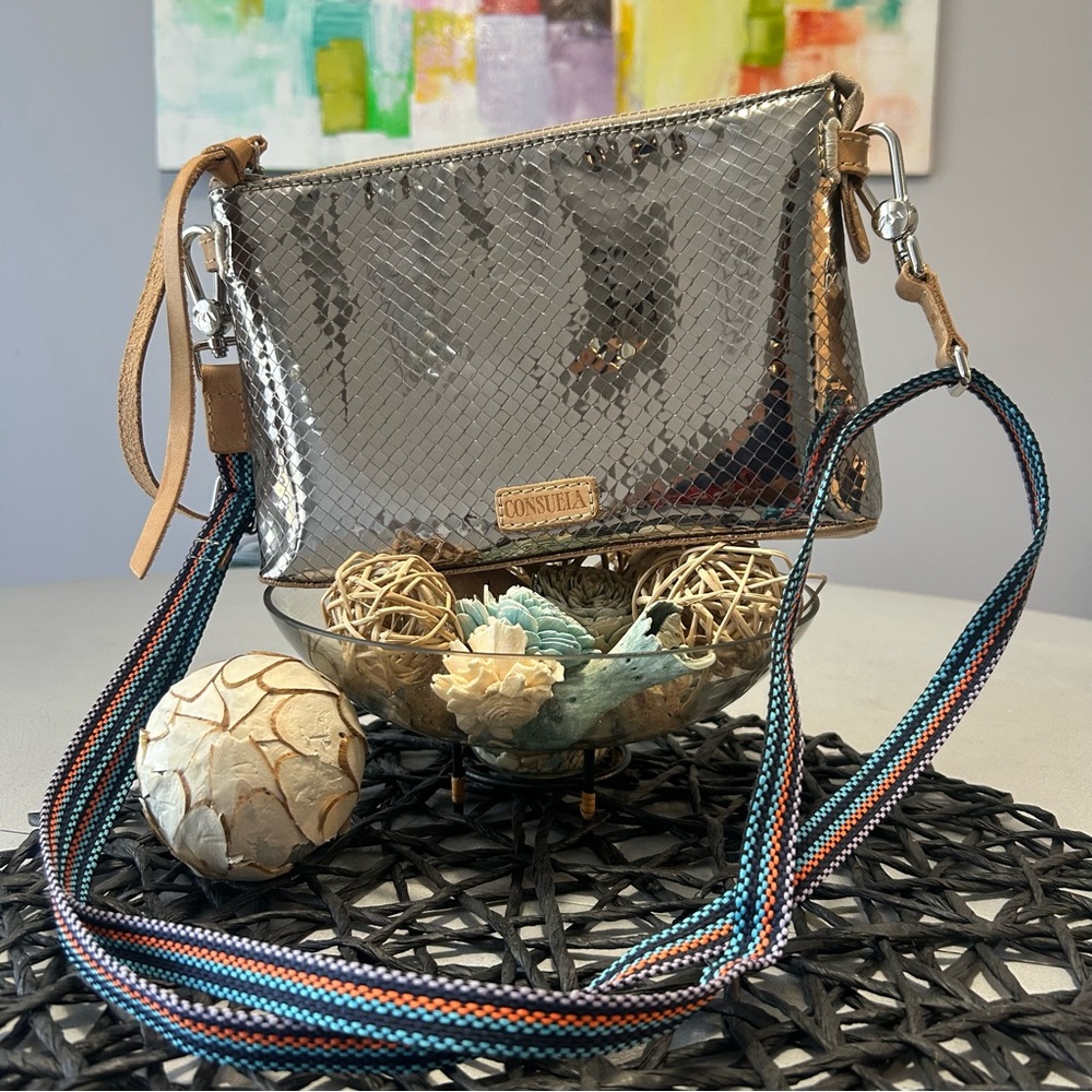 Consuela Metallic Silver Crossbody Bag